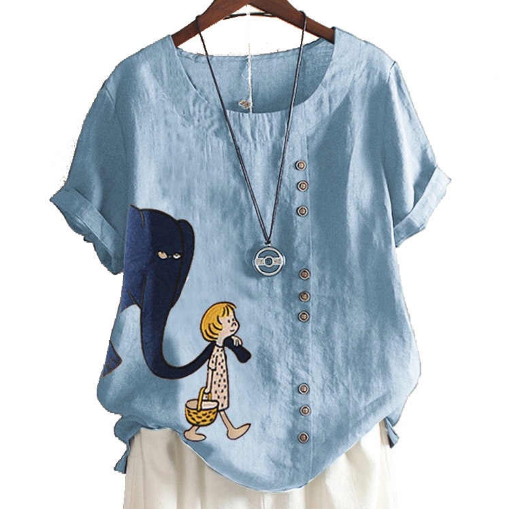 Women's Retro Design Printed Elephant Top XXL